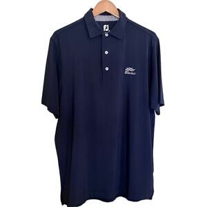 Footjoy Polo Shirt Short Sleeve Men Medium Navy Blue Performance Stretch Golf